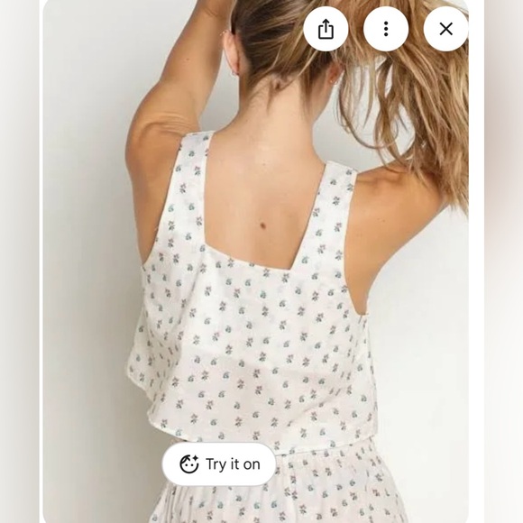 Montce Fruity Floral Crop Top and Headband, Size M, Color Ivory/Green/Pink - Picture 3 of 12